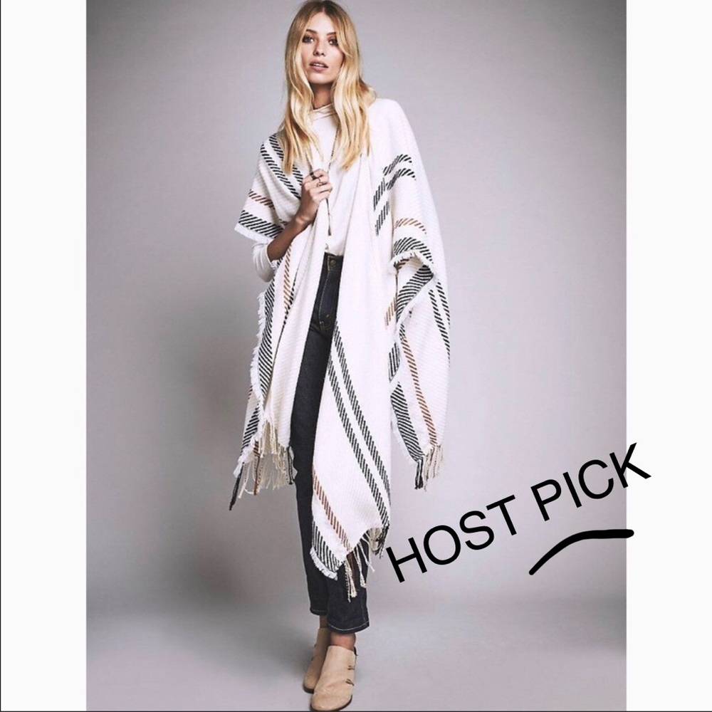 Free People Topanga Fringe Ruana poncho wrap NWOT